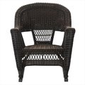 Jeco W00201R-A-2-RCES007 3 Piece Espresso Rocker Wicker Chair Set With Brown Cushion W00201R-A_2-RCES007